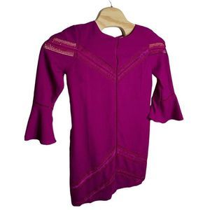 Adelyn‎ Rae Women's Fuchsia Sz Medium Satin Lace Bell Sleeve Barbie Shift Dress